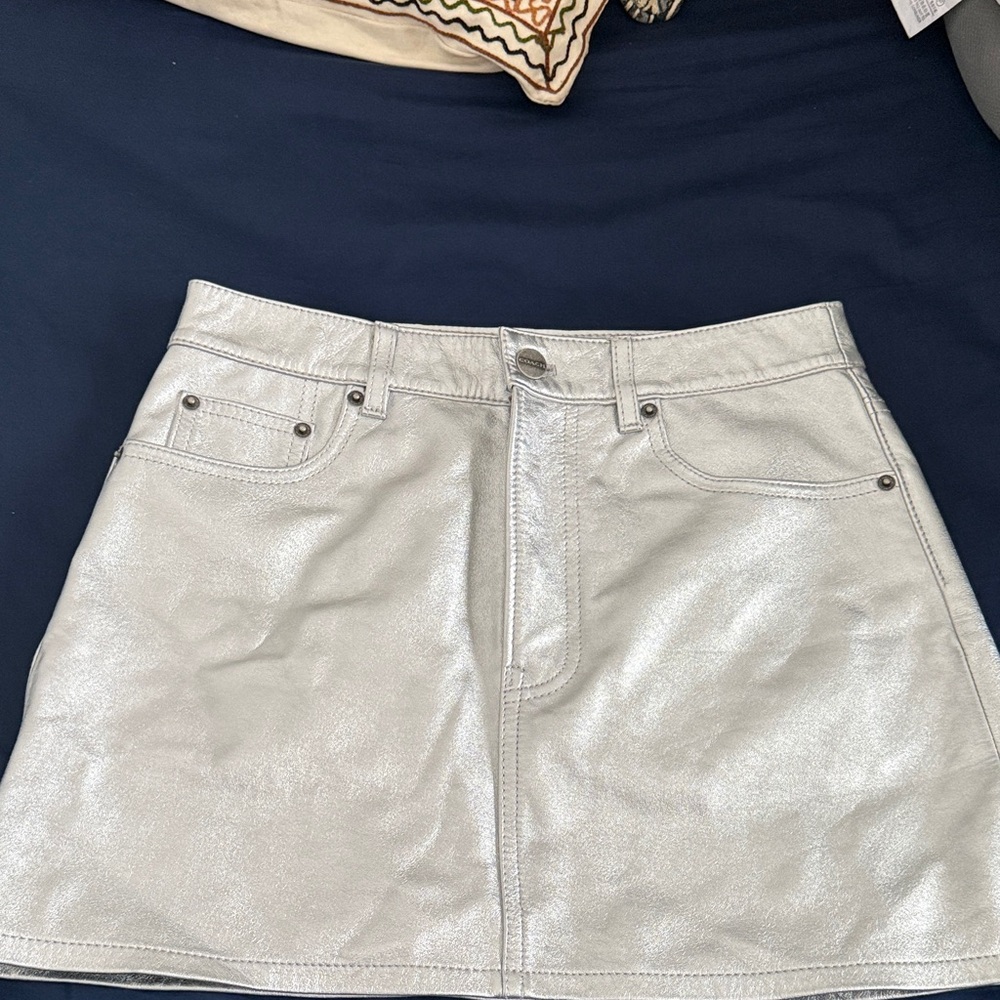 Coach Shimmering Silver Mini Skirt